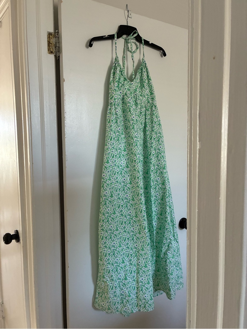 Green Floral Halter Maxi Dress